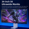 Kuycon W34KB 34" Ultrawide Dual-Mode Monitor, 5K2K 180Hz / WFHD 360Hz, 1ms, HDR 600