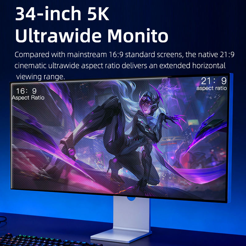 Kuycon W34KB 34" Ultrawide Dual-Mode Monitor, 5K2K 180Hz / WFHD 360Hz, 1ms, HDR 600